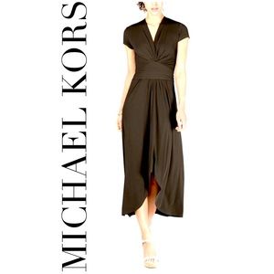 Michael Kors, black, V-neck, cap sleeve, high/low maxi dress